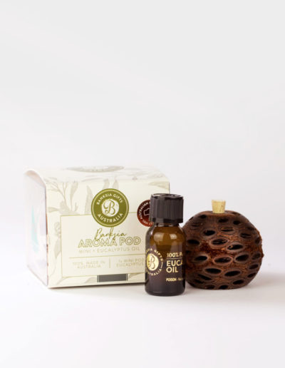 Banksia Aroma pod and eucalyptus oil bottle with presentation box