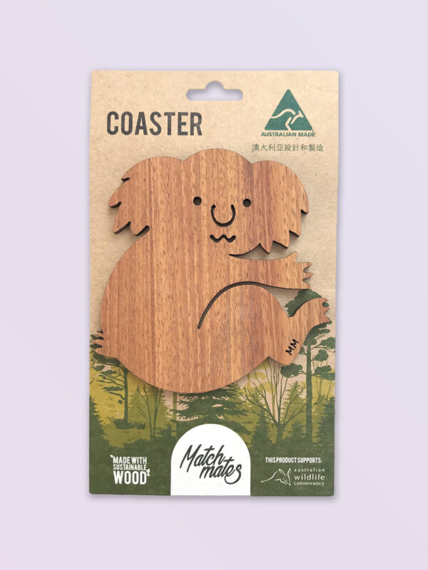 Wooden koala shape coaster