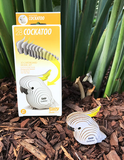 3D Cockatoo cardboard model kit and box