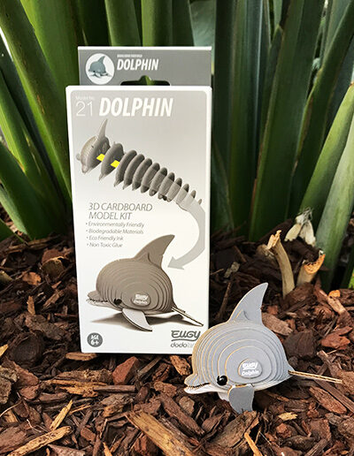 3D dolphin cardboard model kit and box