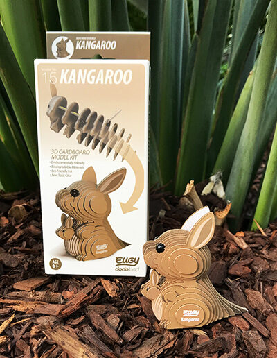 3D kangaroo cardboard model kit and box