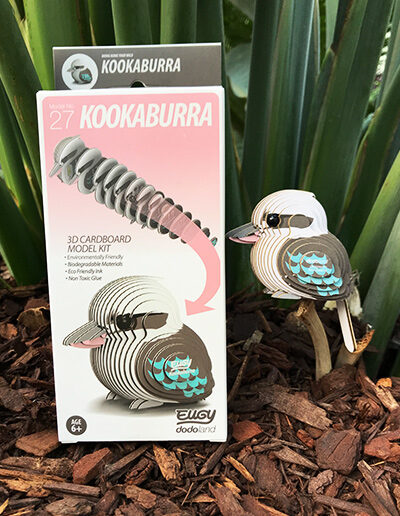 3D kookaburra cardboard model kit and box