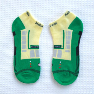 Pair of green Melbourne tram socks