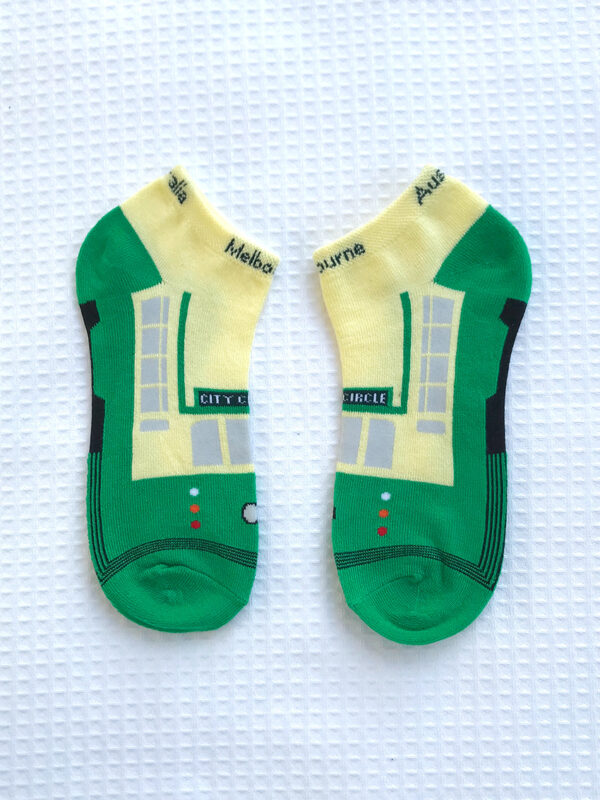 Pair of green Melbourne tram socks