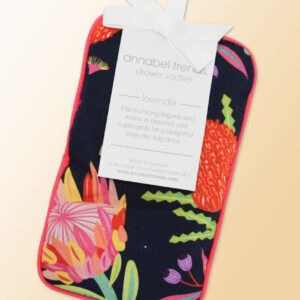 A fabric drawer sachet filled with lavender with an Aussie Flora pattern.