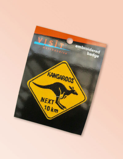 Kangaroo road sign embroidered patch