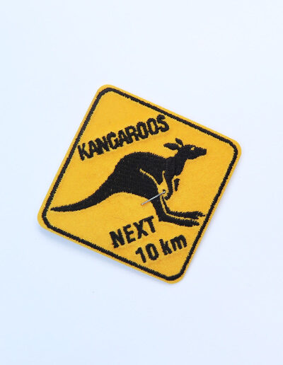 Kangaroo road sign embroidered patch