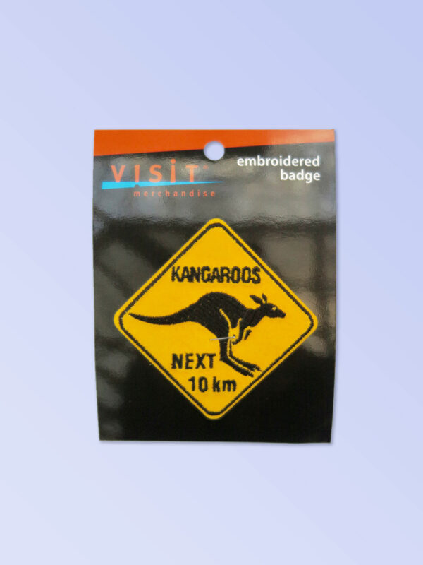 Kangaroo road sign embroidered patch