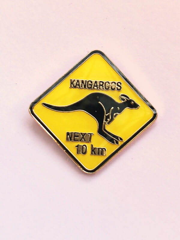 Kangaroo Road Sign hat pin