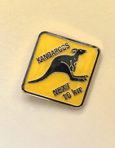 Kangaroo Road Sign hat pin