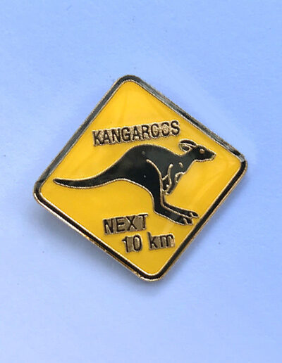 Kangaroo Road Sign hat pin