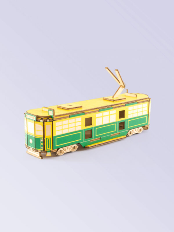 Wooden coloured Melbourne tram model