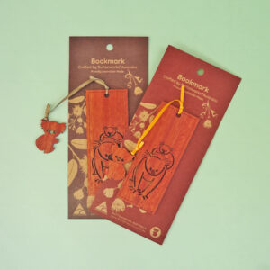 Australian made wooden Koala bookmark presented on recycled card