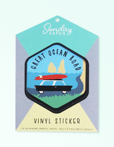 Australian Made vinyl sticker of The Great Ocean Road. A simple cute design sticker in a nice card flat package