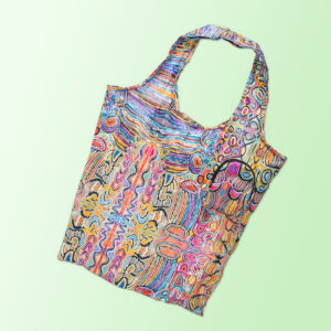 Foldable shopping tote featuring Judy Watsons artwork