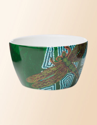 Porcelain nut bowl with dragonfly artwork by Sheryl Burchill