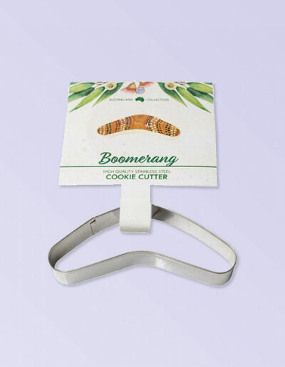 Boomerang shaped metal cookie cutter