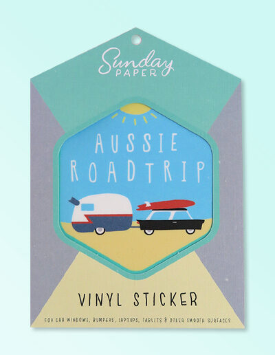 Australian Made vinyl sticker of an Aussie Road Trip. A simple cute design sticker in a nice card flat package