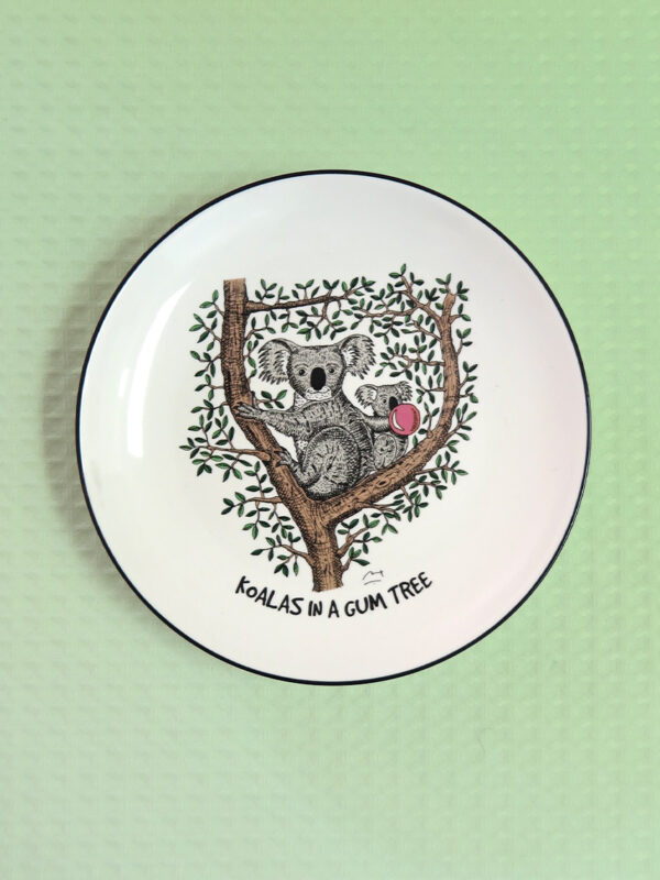 Koala in a Gum Tree design porcelain canape plate by Squidinki