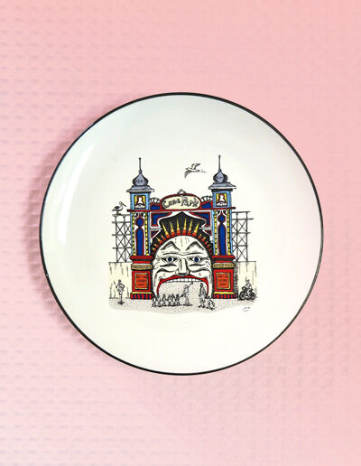 Luna Park design porcelain canape plate by Squidinki
