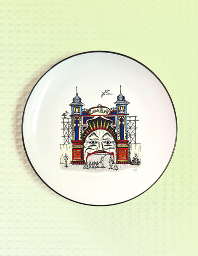 Luna Park design porcelain canape plate by Squidinki