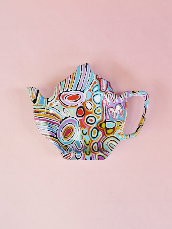 Melamine tea bag holder in the shape of a teapot