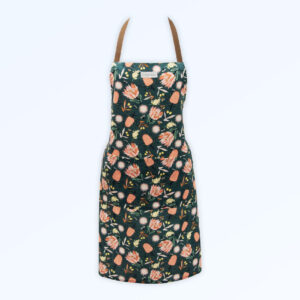 Kitchen apron with the Aussie Flora design fabric in khaki