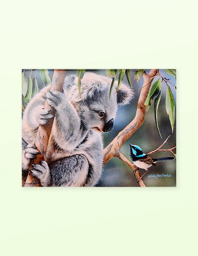 Koala and wren puzzle image close up