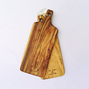 Two large wooden paddle chopping boards