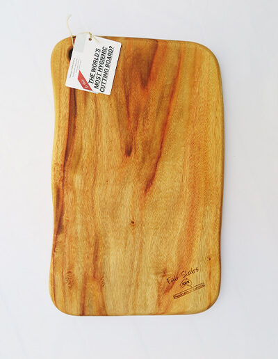 A large wooden chopping board