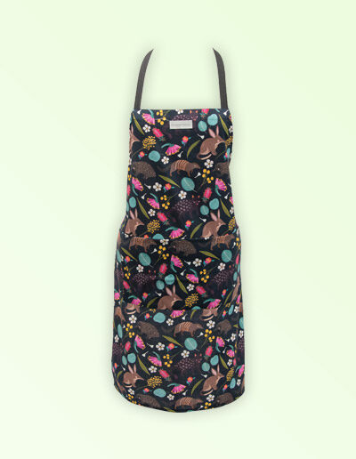 Kitchen apron with the fabric design of Australian nocturnal animals