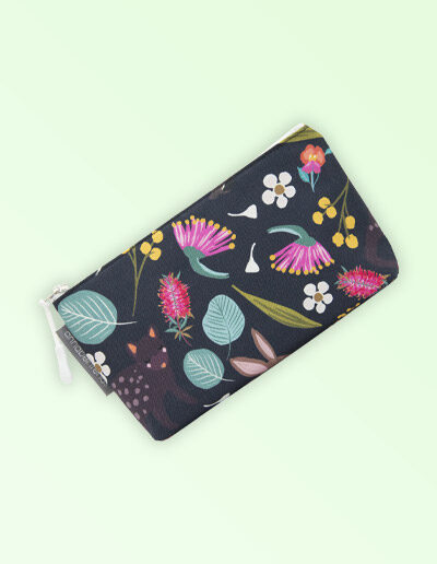 Small cosmetic bag with the fabric design of Australian nocturnal animals