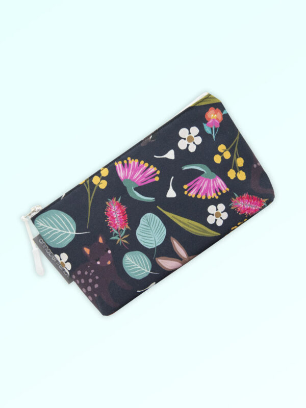 Small cosmetic bag with the fabric design of Australian nocturnal animals