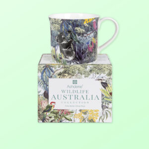 Wildlife Australia mug sitting on top of its gift box
