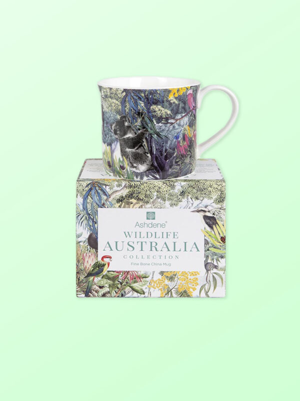 Wildlife Australia mug sitting on top of its gift box
