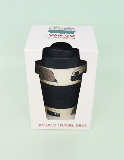 Bamboo black travel mug in its box