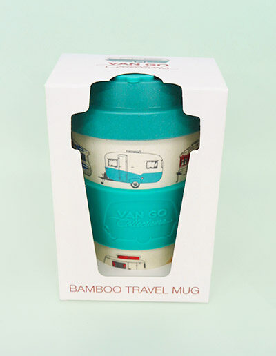 Bamboo travel mug in green in its gift box