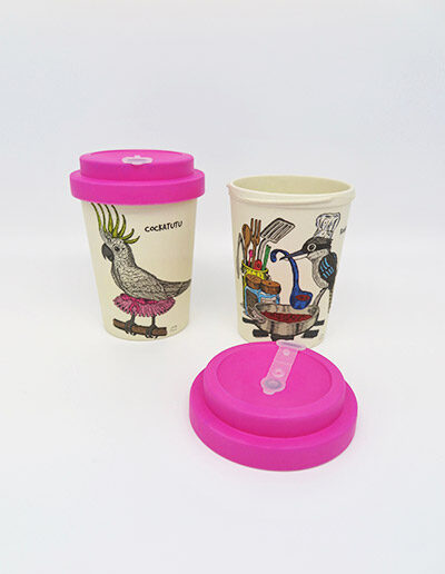 Cockatoo & kookaburra Eco bamboo keep cup