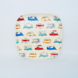 Coloured caravans bamboo Small plate