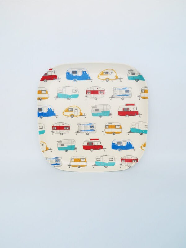 Coloured caravans bamboo Small plate