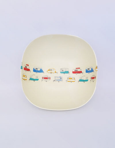 Coloured caravans bamboo Salad Bowl