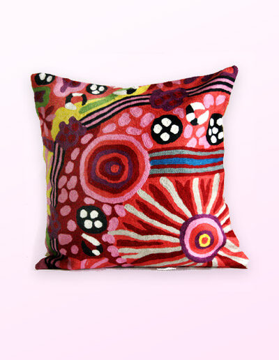 Better World Arts Wool cushion 30cm. Design by Damien and Nyinkalya Marks