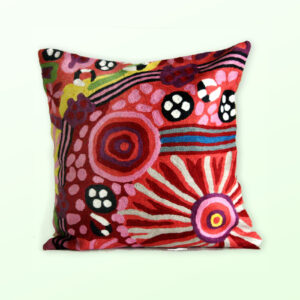 Better World Arts Wool cushion 30cm. Design by Damien and Nyinkalya Marks