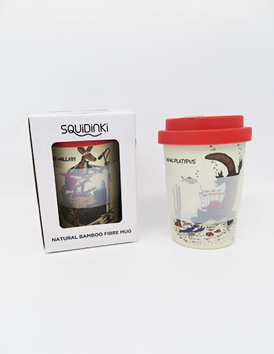 Rock Wallaby & Platypus Eco bamboo keep cup with presentation box