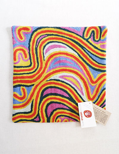 Better World Arts Wool cushion 30cm. Design by Liddy Napanangka Walker