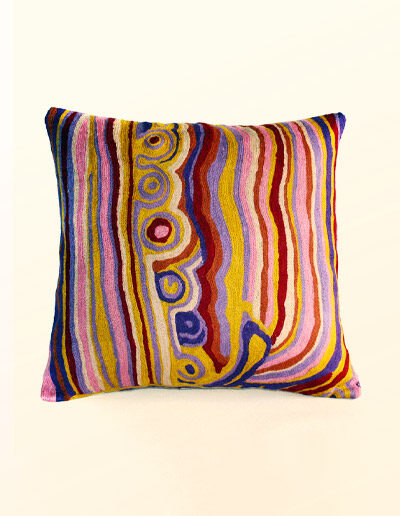 Better World Arts Wool cushion 30cm. Design by Mary Anne Nampijinpa Michaels