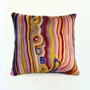 Better World Arts Wool cushion 30cm. Design by Mary Anne Nampijinpa Michaels