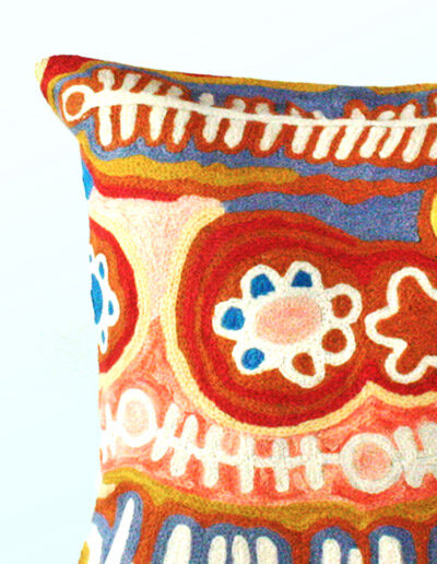 Detail of Better World Arts Wool cushion 30cm. Design by Murdie Nampijinpa Morris