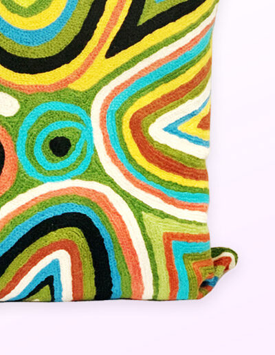 Detail of Better World Arts Wool cushion 30cm. Design by Rama Kaltu Kaltu Sampson