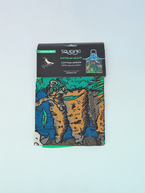 Wildlife fabric apron in its package